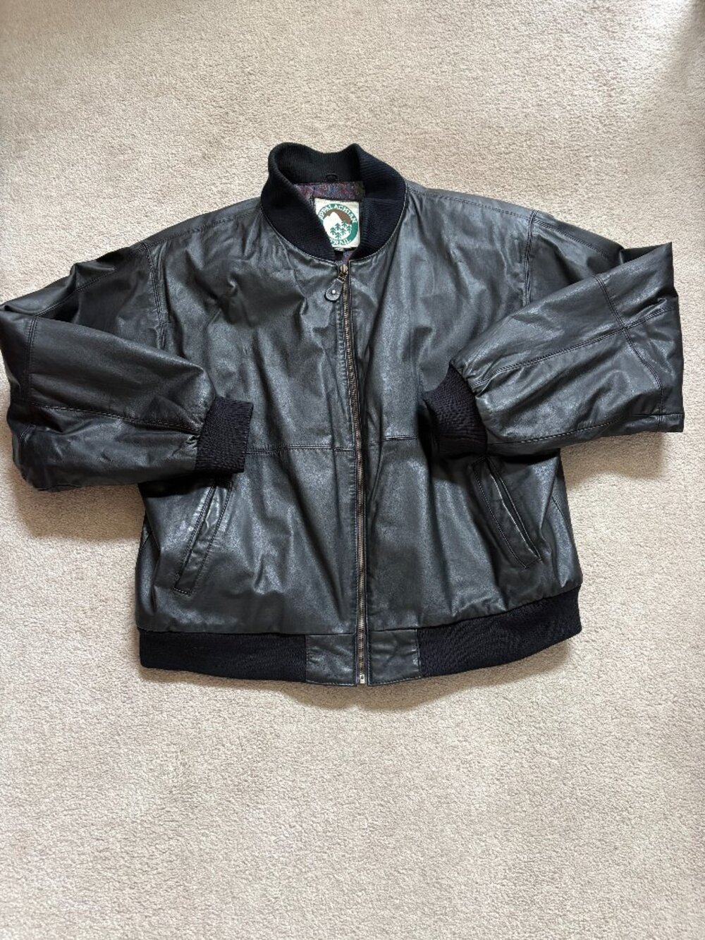 Appalachian Trail Black Leather Coat Men's Size XL RN 46906